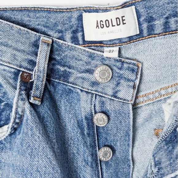 AGOLDE Lana Jean  Backdrop Blue Straight Leg Distressed Jeans 27 Aritzia - Picture 8 of 16